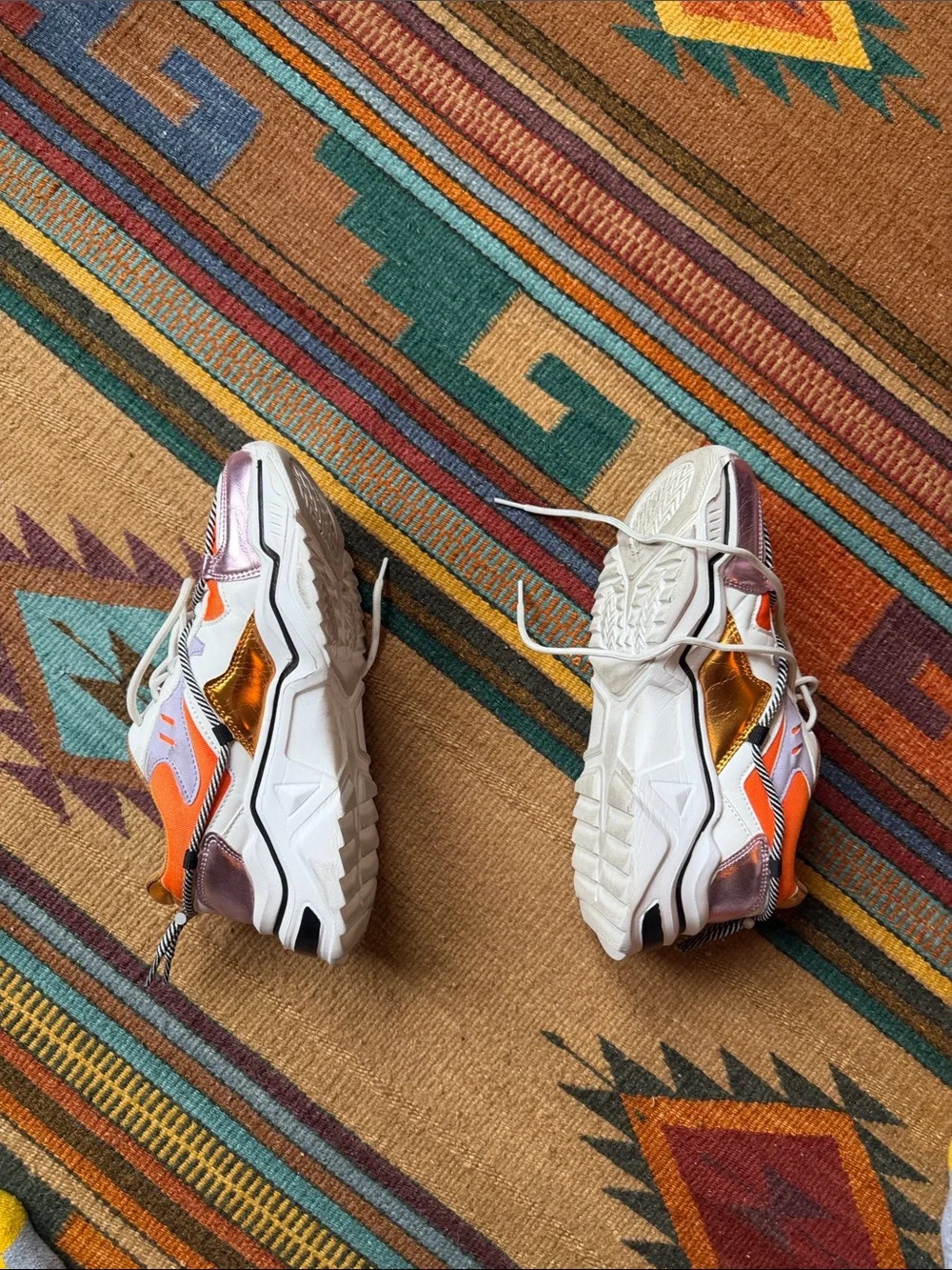 Chunky Women's Lucky Step Sneakers in Orange & White